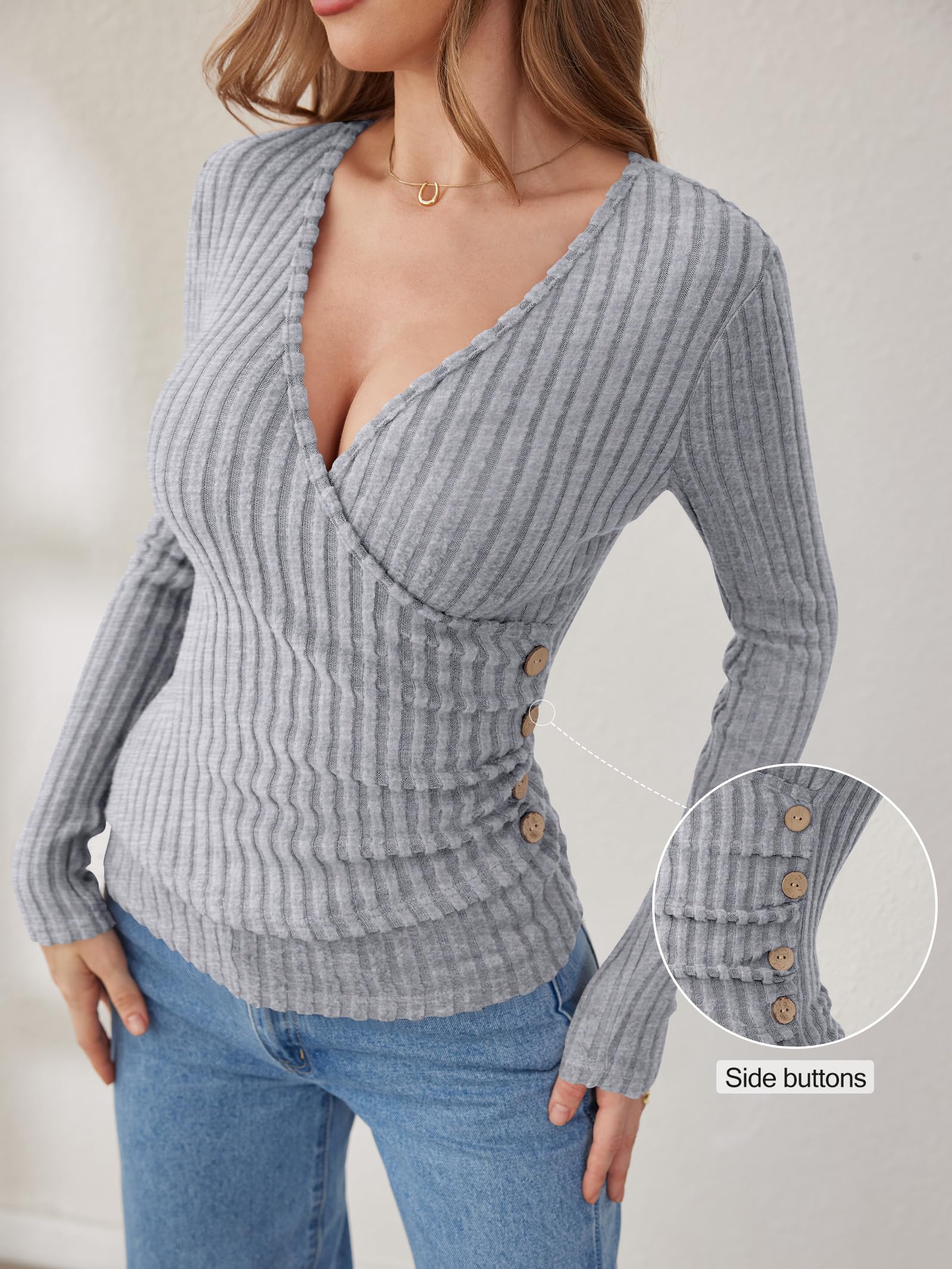 OEM Women's Long-Sleeve Shirt Sexy Sweater V-Neck Rib Knit Slim-Fitting Bodycon Top 2026 Autumn Leisure Fashion Clothing Slim-Fit Sweater Pricelist, Exporters