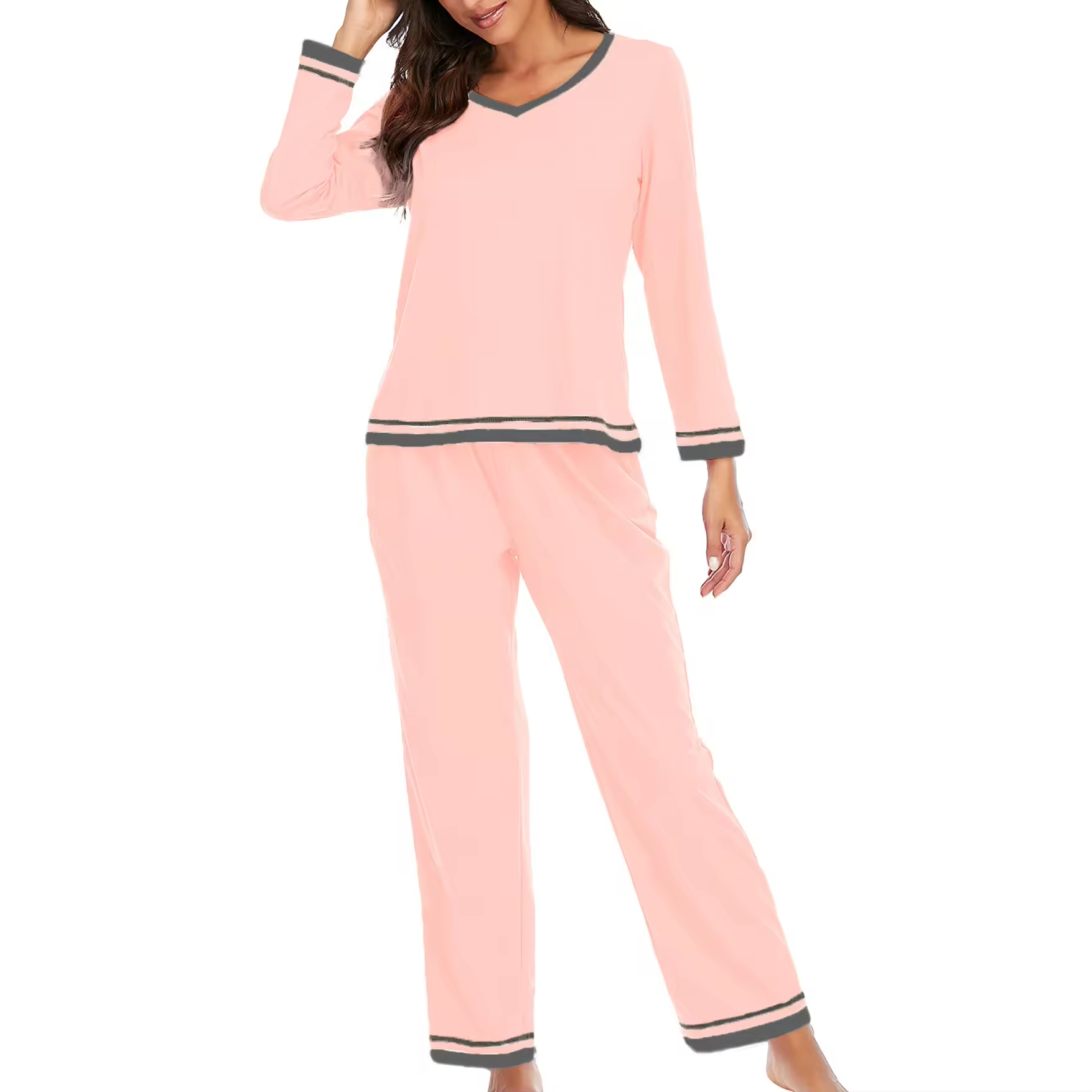 Cheap Luxury rayon blend women's PJ set, casual sleepwear set, summer sleepwear, long-sleeved sleepwear set Supplier, Exporters