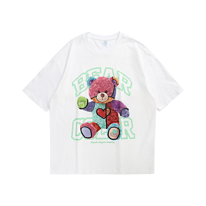 OEM ECOGARMENTS Rainbow Plush Bear Couple Short Sleeve T-Shirt Supplier, Factories