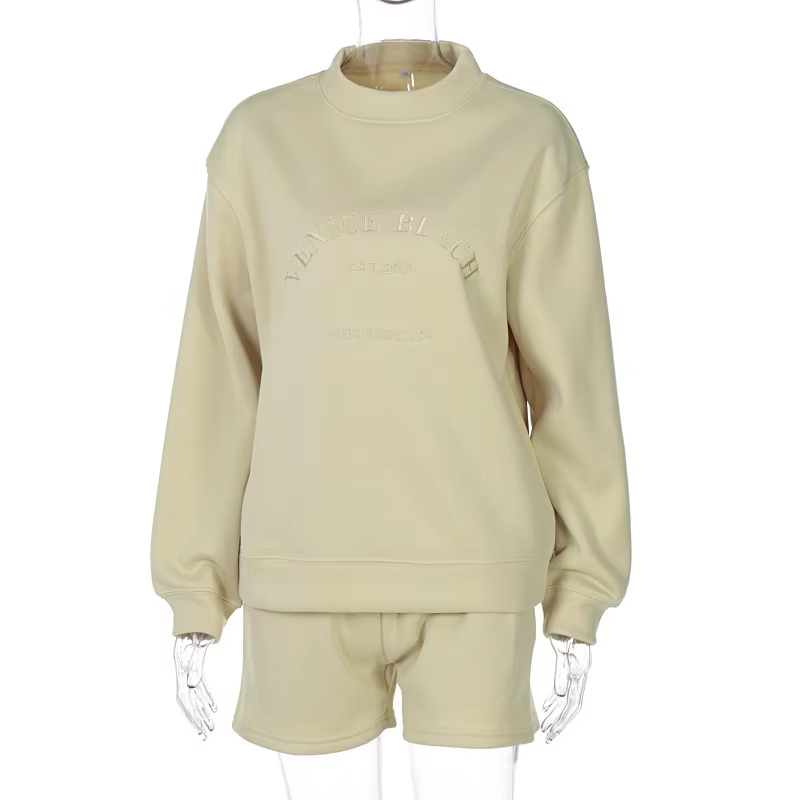 China Wholesale Custom Printed Long Sleeve Streetwear Hoodie Sweatshirt Women 3D Logo Embossed Crew Neck Sweatshirt Manufacturer, Companies