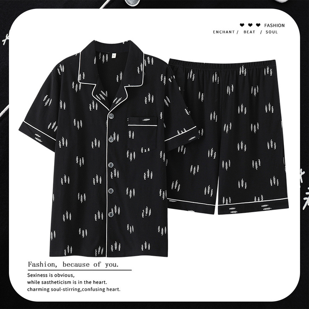 Wholesale Pijamas De Algodón Puro Hombres De Manga Corta Delgado Casual Cardigan Solapa Hombres Loungewear Set Suppliers, Products