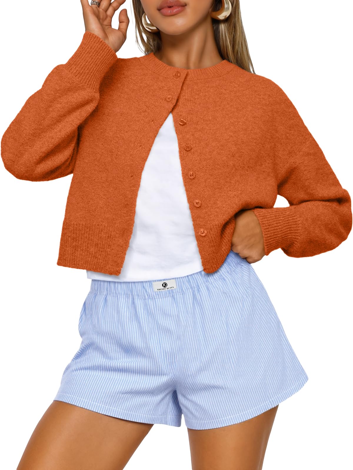 OEM Fashion Queen Short Cardigan Sweater for Women, Lightweight Exposed Belly Knit Y2k Sweater, Autumn Fashion Sweater Factory, Exporter