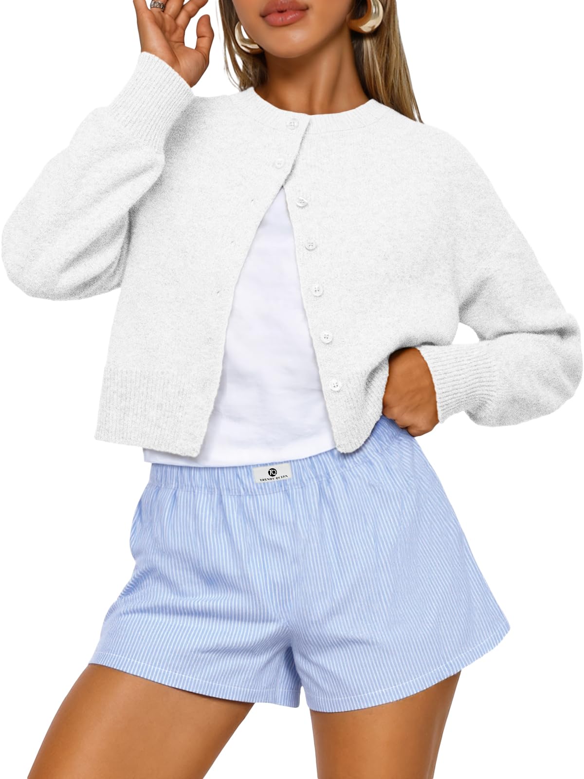 OEM Fashion Queen Short Cardigan Sweater for Women, Lightweight Exposed Belly Knit Y2k Sweater, Autumn Fashion Sweater Factory, Exporter