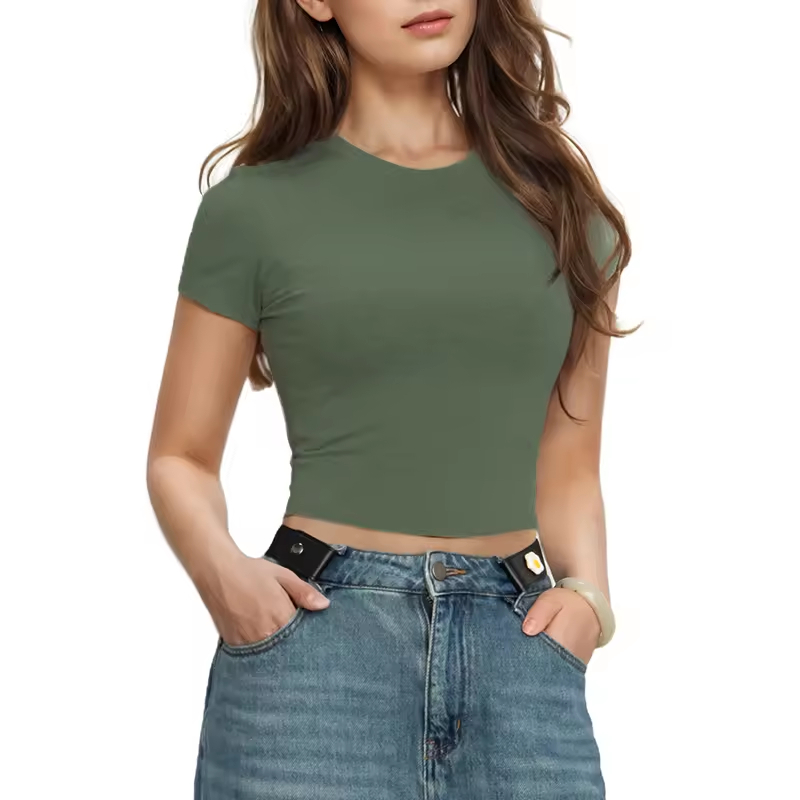 ODM Comfortable bamboo cotton t-shirt, women's tailored top, stretchy and breathable, round neck, slim fit, summer t-shirt Supplier, Factory