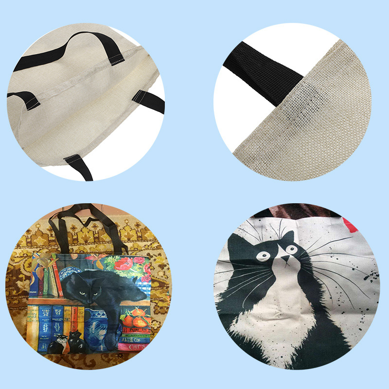 Custom Oil painting cat print cotton and linen ladies handbag Factories, Exporters