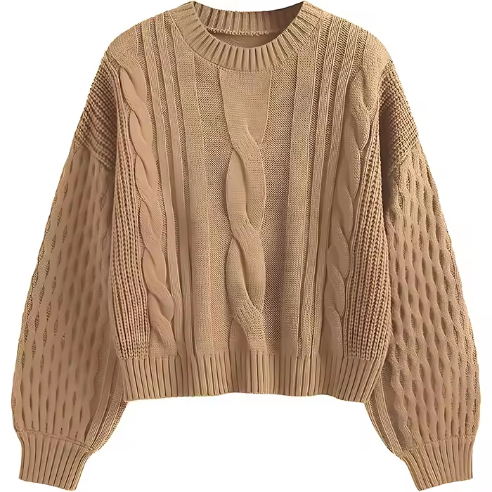 OEM Custom Logo OEM & ODM Women's Long-Sleeved Jacquard Knit Sweater Ladies Pullover Knit Clothing Winter Knit Sweater for Women Manufacturer, Suppliers