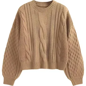 Women's Long-Sleeved Jacquard Knit Sweater