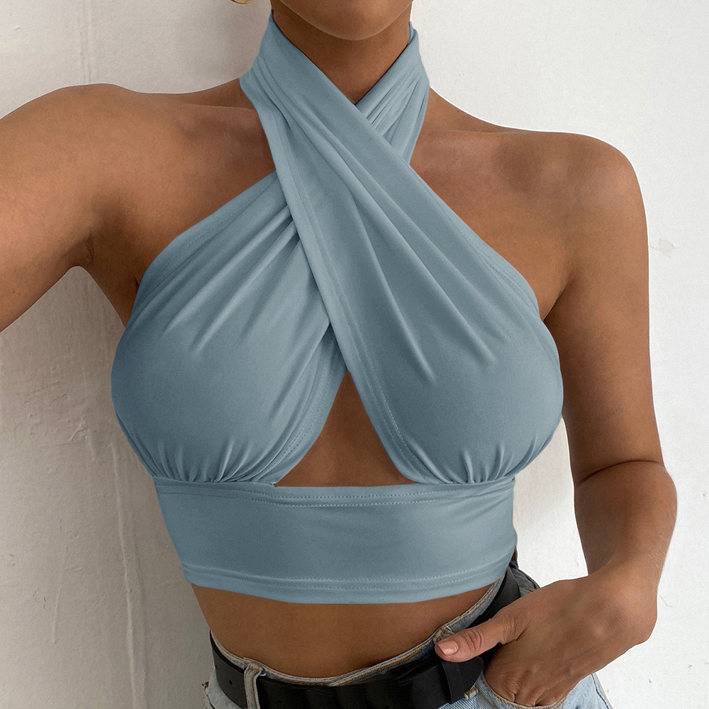 High-Quality Solid Cross Crop bamboo Halter Top Factory, Pricelist