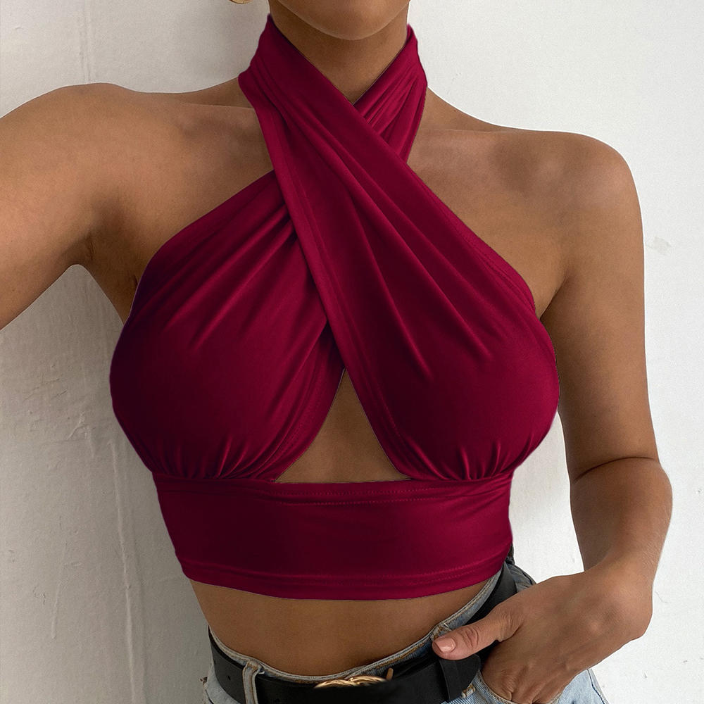 High-Quality Solid Cross Crop bamboo Halter Top Factory, Pricelist