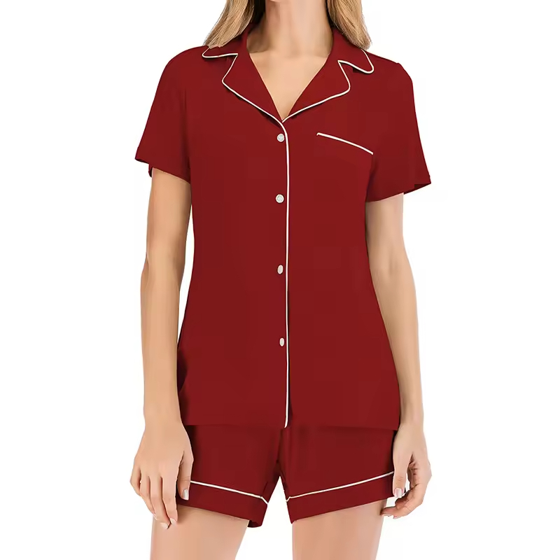 Cheap Eco-friendly Women's Pajamas Shorts Set Cool Summer Sleepwear Short-sleeved Casual Bamboo Sleepwear Supplier, Products