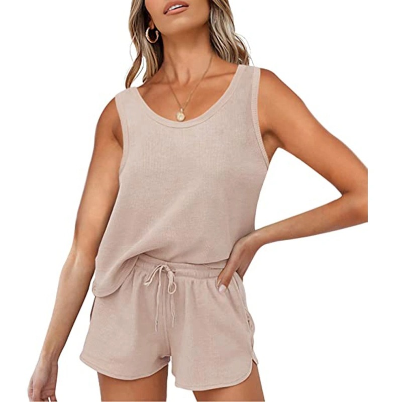 ODM Women Hemp V Neck Vest T shirts & Short Set Factories, Exporters