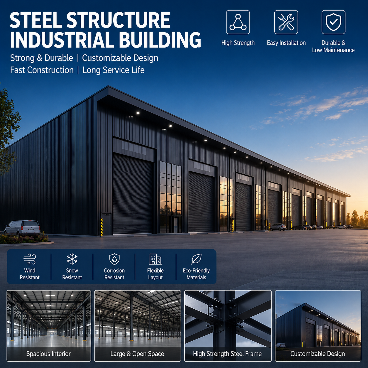 Cheap Prefabricated Custom Modular Industrial Steel Structure Warehouse Workshop Customizable Prefabricated Warehouse