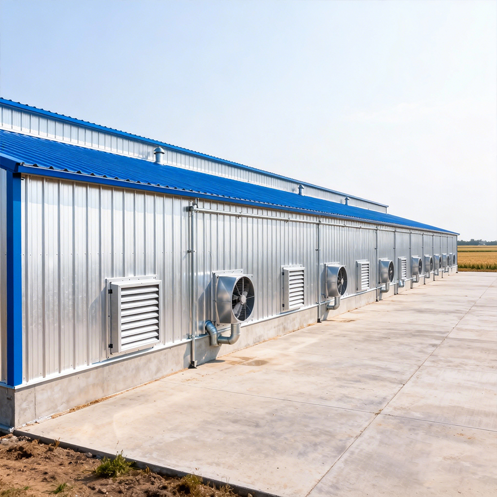 Large Scale Commercial Poultry Farm Prefabricated Metal Building Prefab Steel Structure Broiler Chicken House for 10000 Chickens