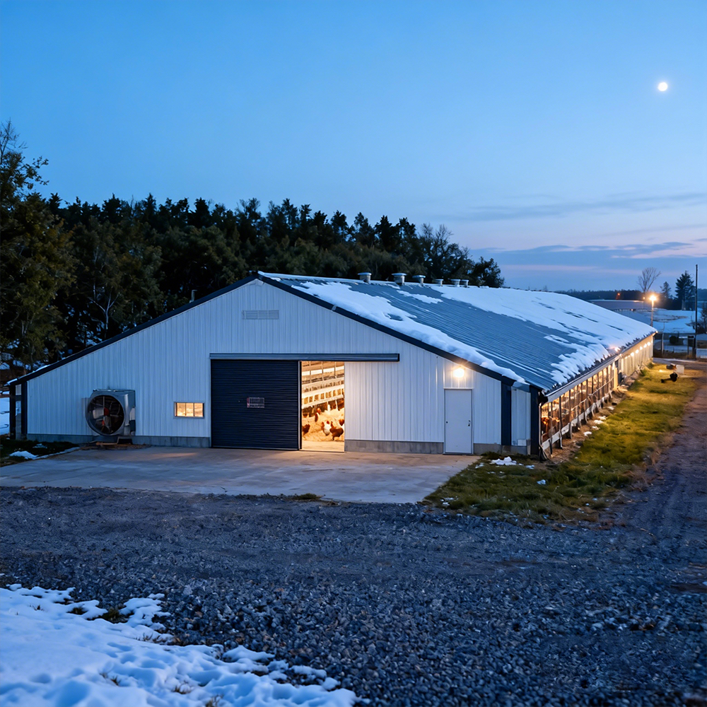 1000 Sqm Light Steel Prefab Building Design Prefabricated Modular Poultry House Automatic Industrial Chicken Coop