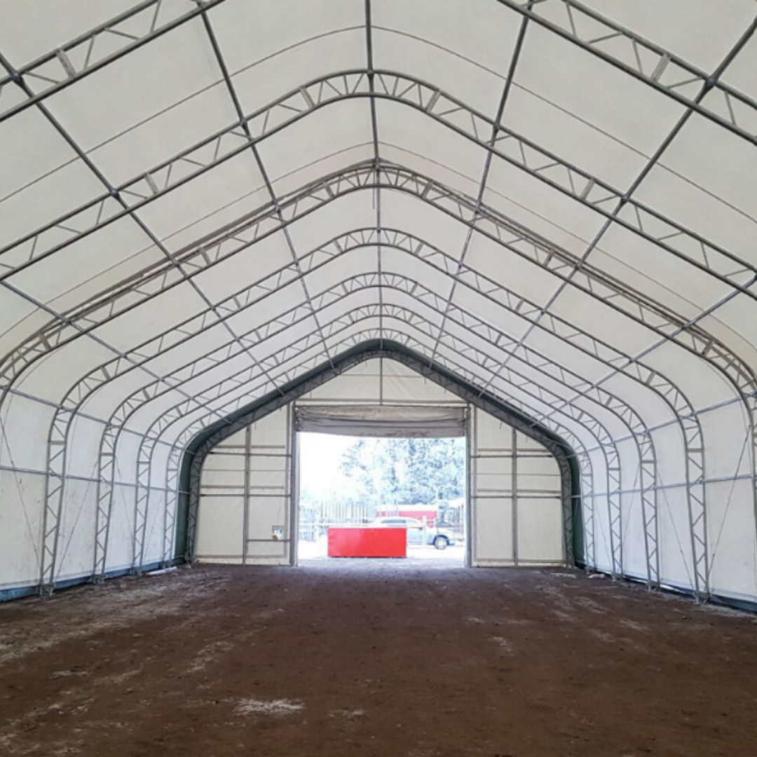 Custom Waterproof Outdoor Temporary Double Truss Hoop Building Galvanized Storage Shelter Double Truss Fabric Building