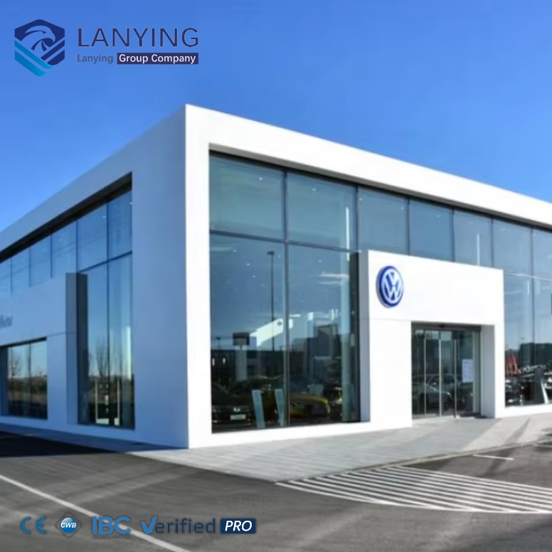 Prefabricated Steel Structure 4S Shop Building For Car Showroom Sales Service And Repair Center