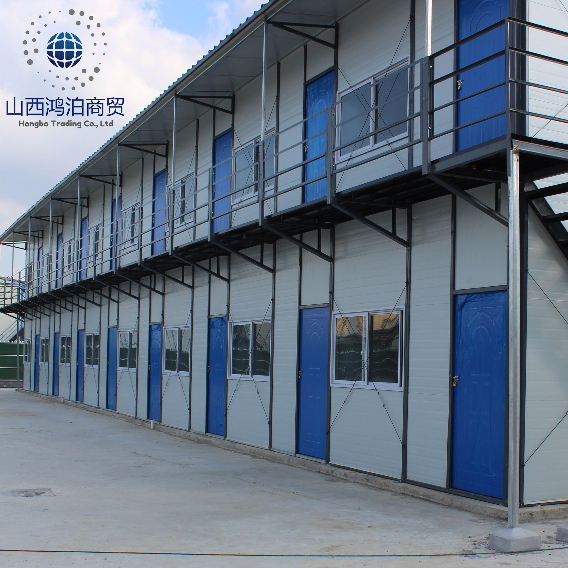 Industrial Insulated Light Steel Structure Double-storey Portable Prefabricated Modular Customized Accommodation Apartment for