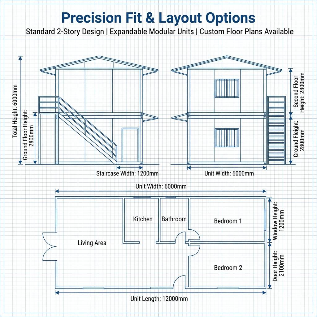 Wholesale Cheap Fast Assembly Two Story Steel Structure Prefabricated House Modular Temporary Living Camp for Construction Site