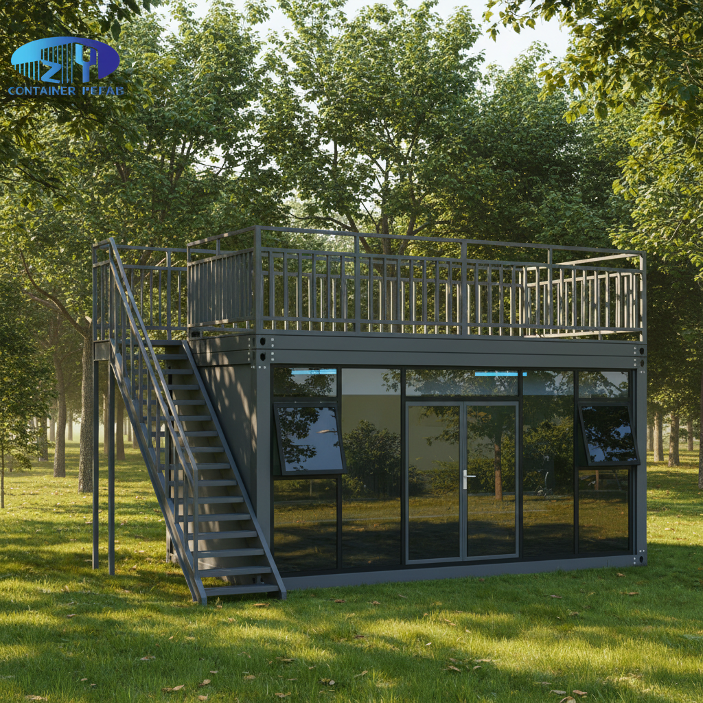 Rapid-Assemble Customizable Sturdy Portable Stylish Spacious Weather-Resistant Double-Level Container Modular Building