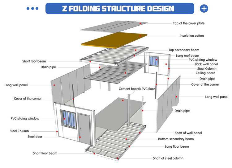 Prefabricated Housing Factory Z Fold Container House Multi Layer Stackable Modular Accommodation Cabin Construction Site Shed