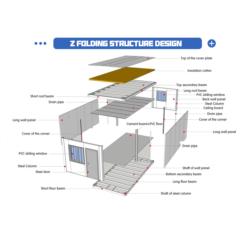 Prefabricated Housing Factory Z Fold Container House Multi Layer Stackable Modular Accommodation Cabin Construction Site Shed