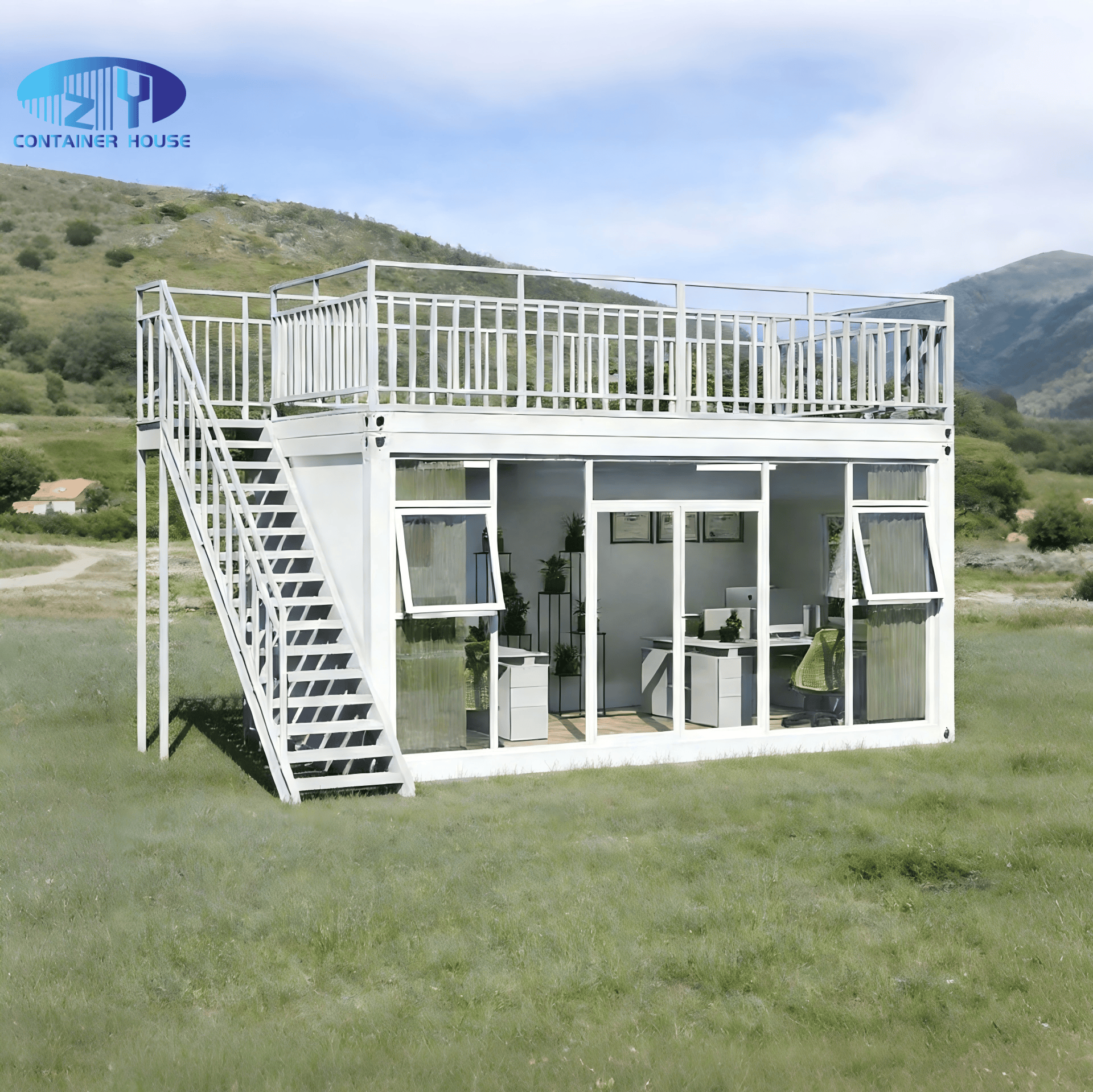 Rapid-Assemble Customizable Sturdy Portable Stylish Spacious Weather-Resistant Double-Level Container Modular Building