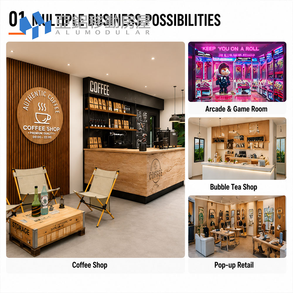 20ft Commercial Modular Cabin Prefab Retail Kiosk for Coffee Shop and Small Business Use