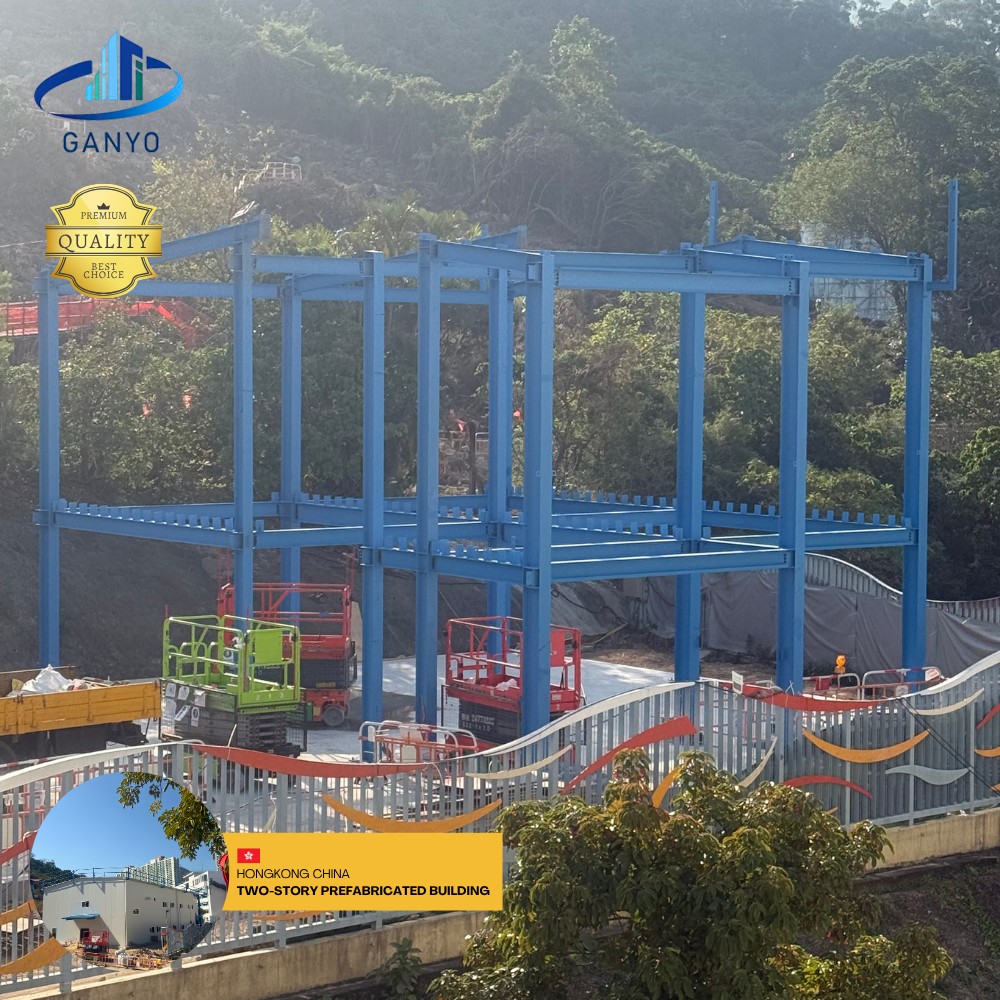 Steel Frame Two-Story Prefabricated Building Modular Structure for Office, Dormitory and Commercial Use