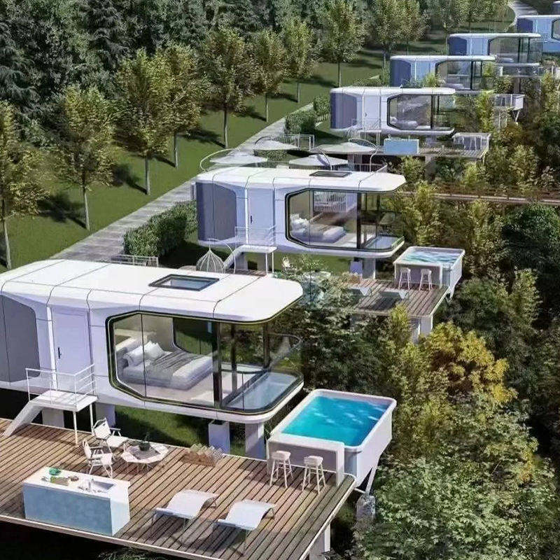 Modular Living Office Container House Portable Prefab Greenhouses Steel Structure Space Capsule