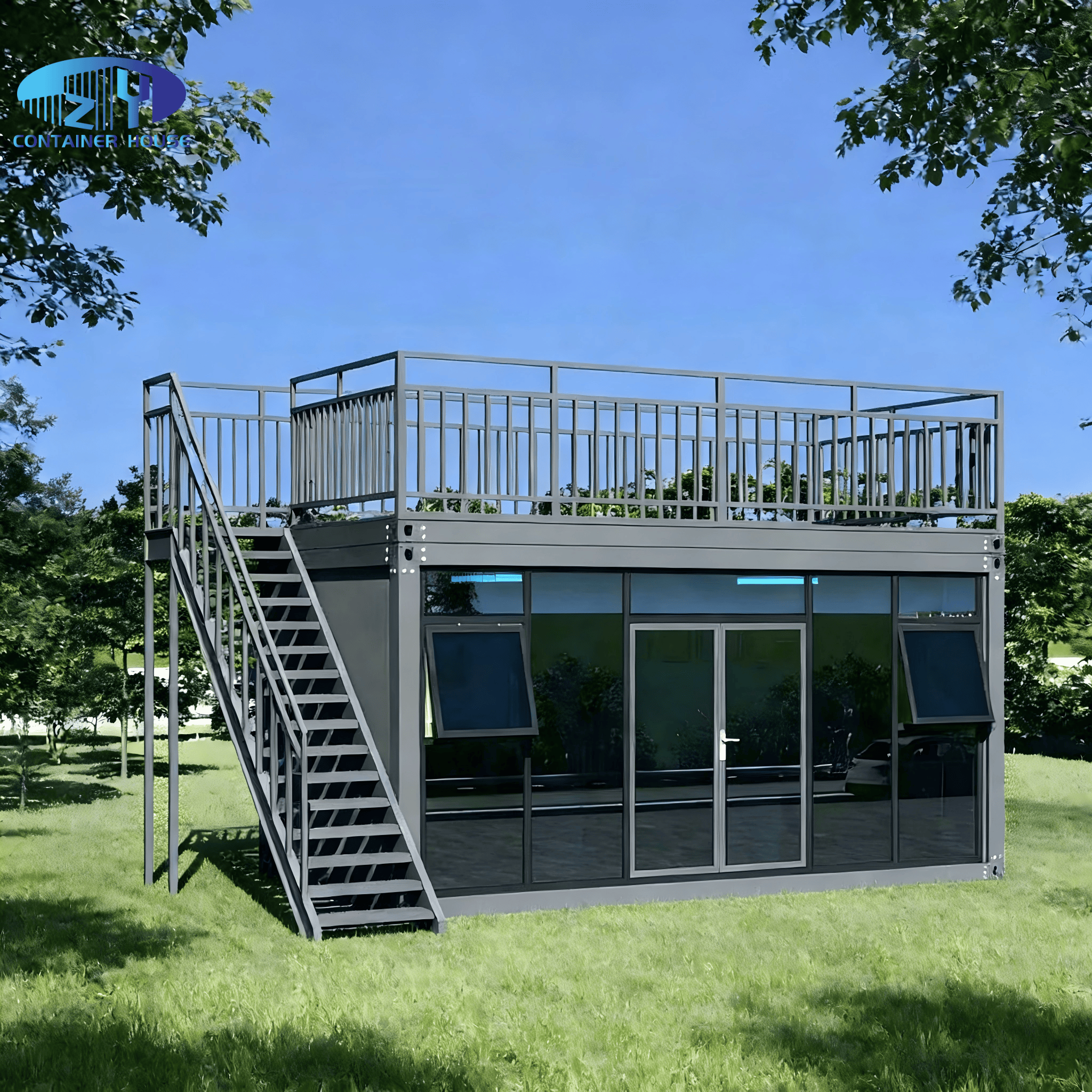 Rapid-Assemble Customizable Sturdy Portable Stylish Spacious Weather-Resistant Double-Level Container Modular Building
