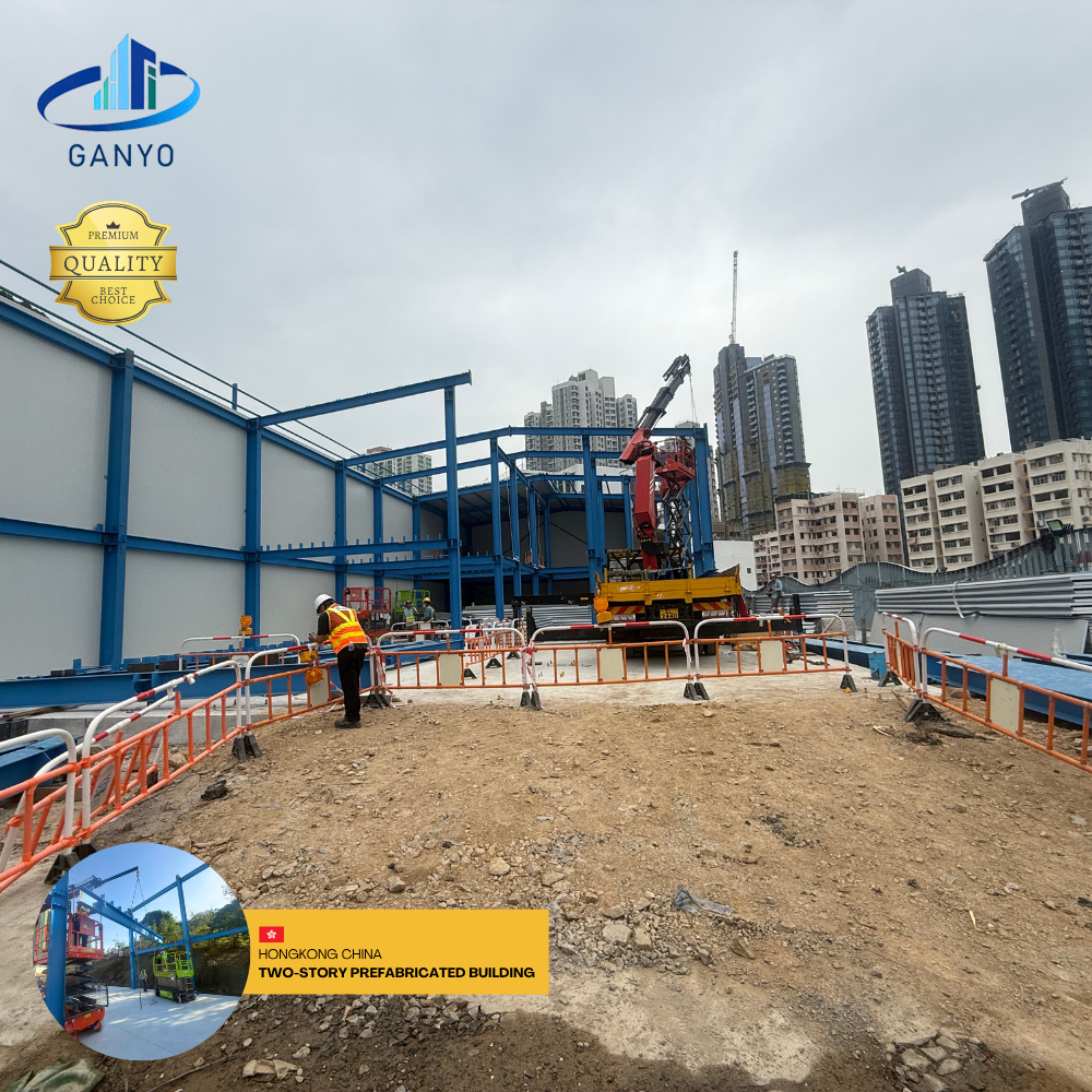 Steel Frame Two-Story Prefabricated Building Modular Structure for Office, Dormitory and Commercial Use