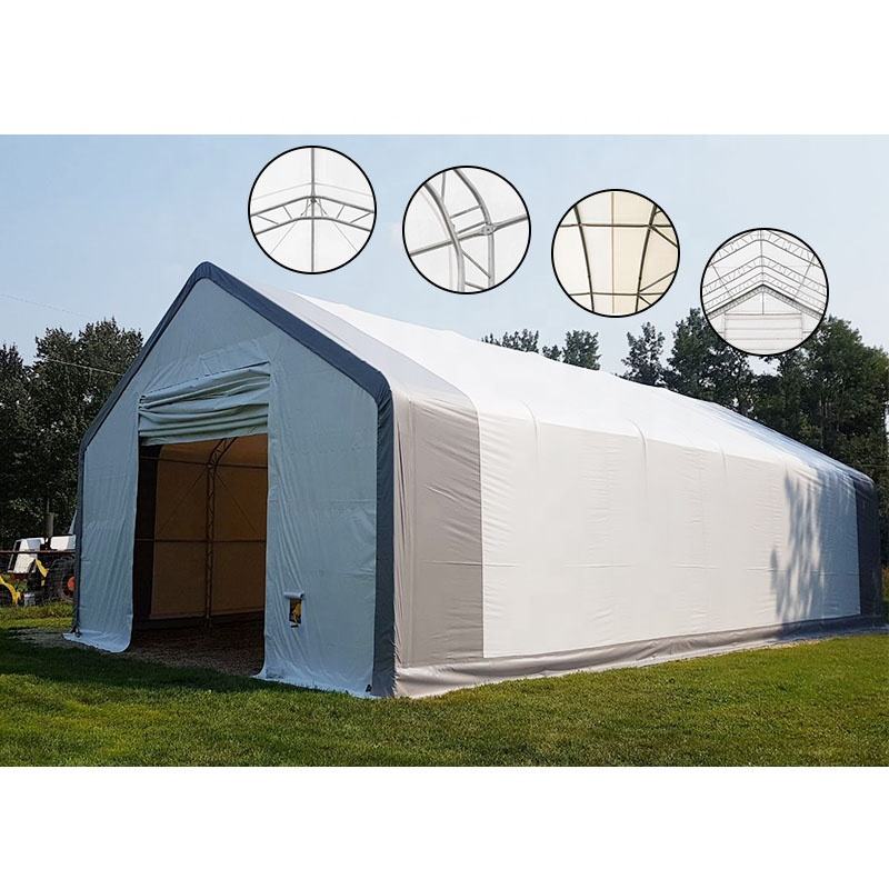 Custom Waterproof Outdoor Temporary Double Truss Hoop Building Galvanized Storage Shelter Double Truss Fabric Building