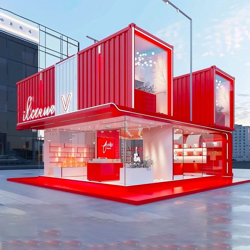 Portable Modular Prefabricated Container Houses Commercial Streets Mobile Double-storey Shops Coffee Shops Mobile Stores