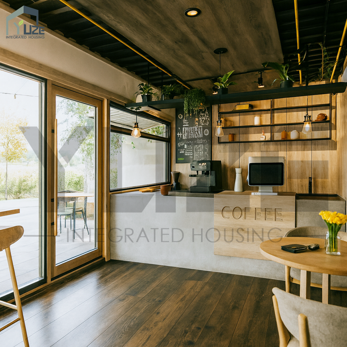 Customizable Commercial Business Prefab Modular Shipping Container Retail Store Coffee Shop with Terrace
