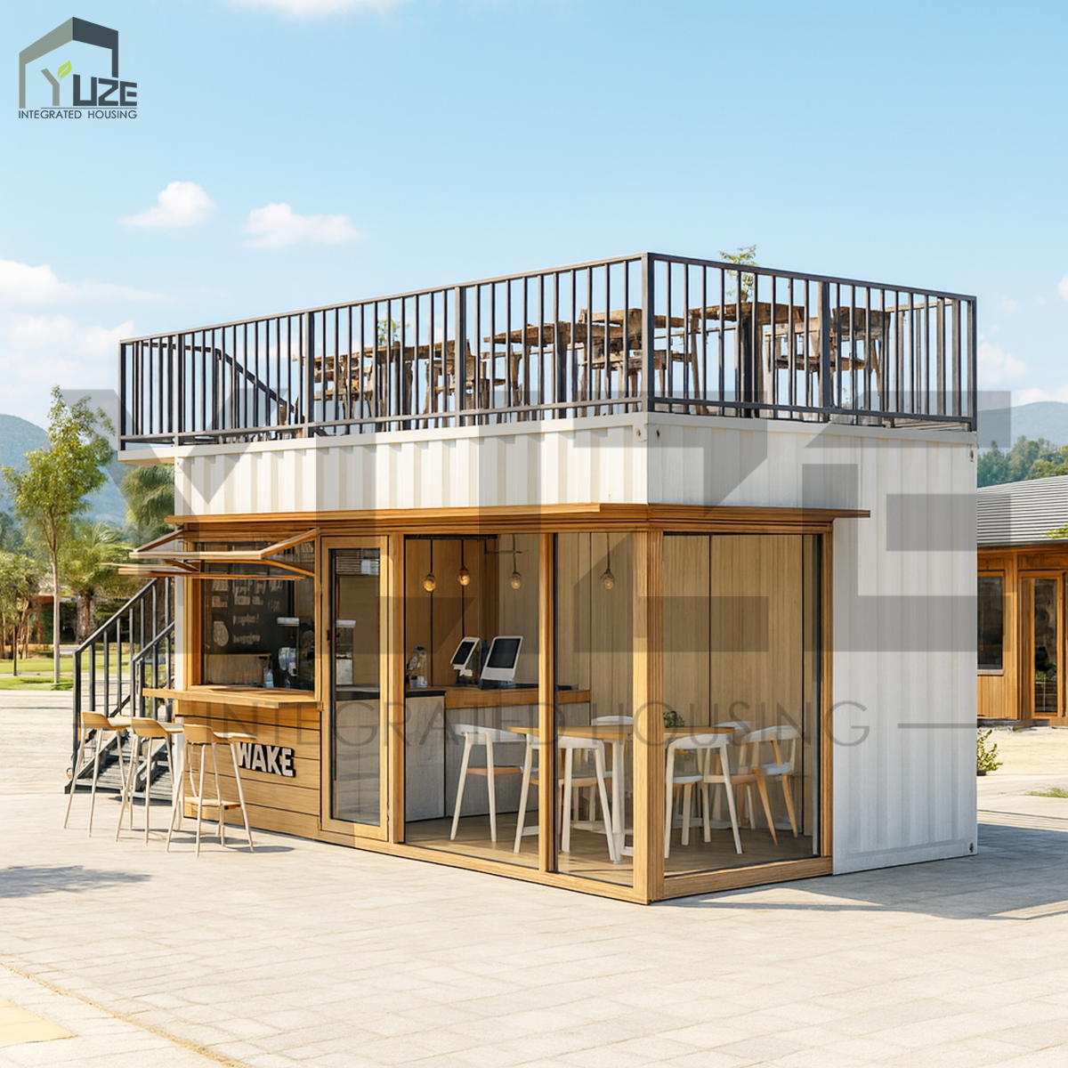 Customizable Commercial Business Prefab Modular Shipping Container Retail Store Coffee Shop with Terrace