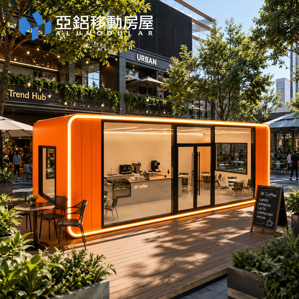 20ft Commercial Modular Cabin Prefab Retail Kiosk for Coffee Shop and Small Business Use