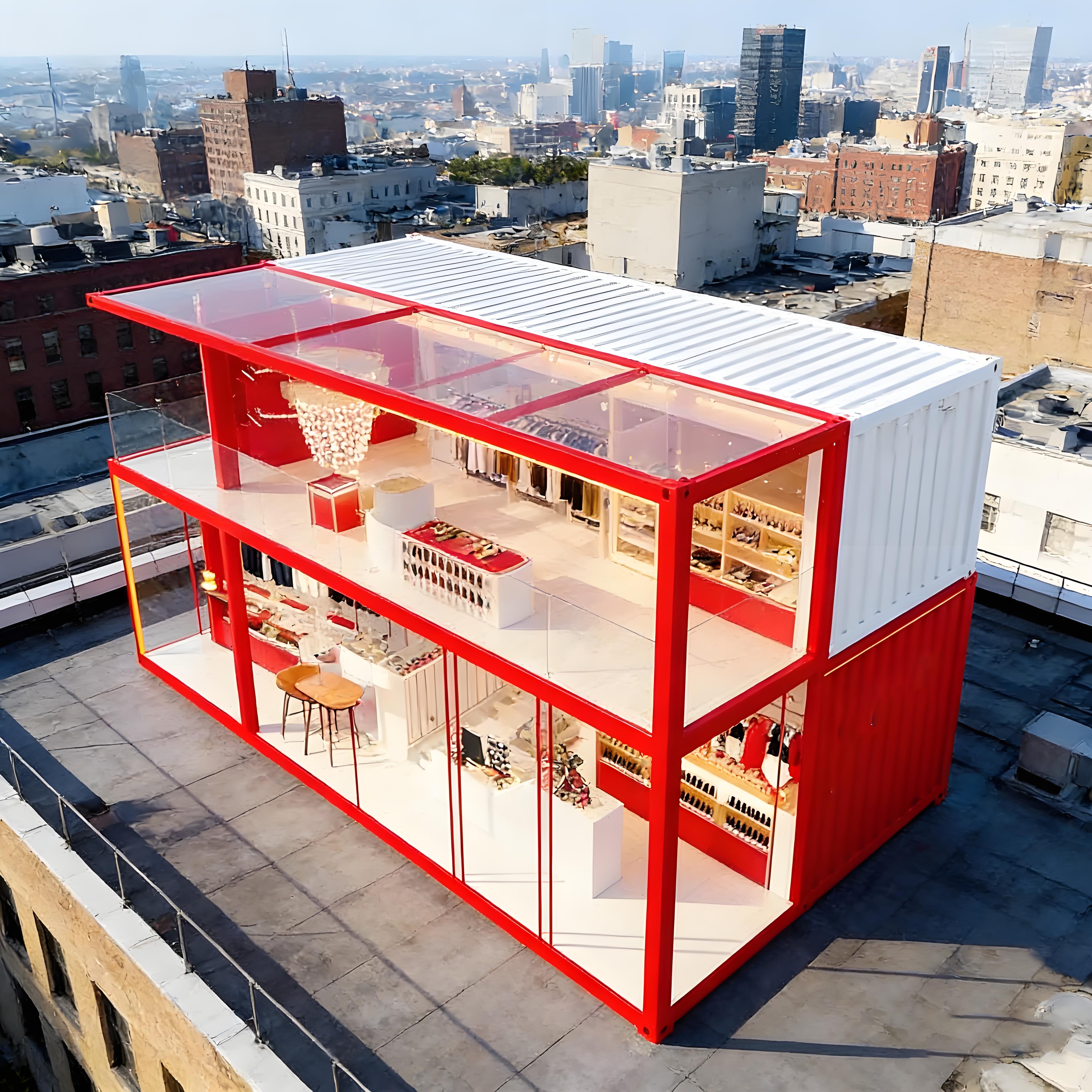 Portable Modular Prefabricated Container Houses Commercial Streets Mobile Double-storey Shops Coffee Shops Mobile Stores