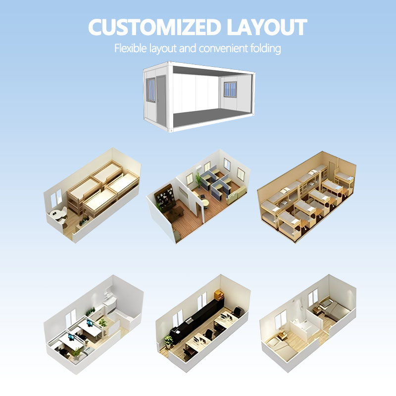 New Folding Container 15 Mins Quick Installation Cheap Prefab Construction Site Sea Containerized Houses