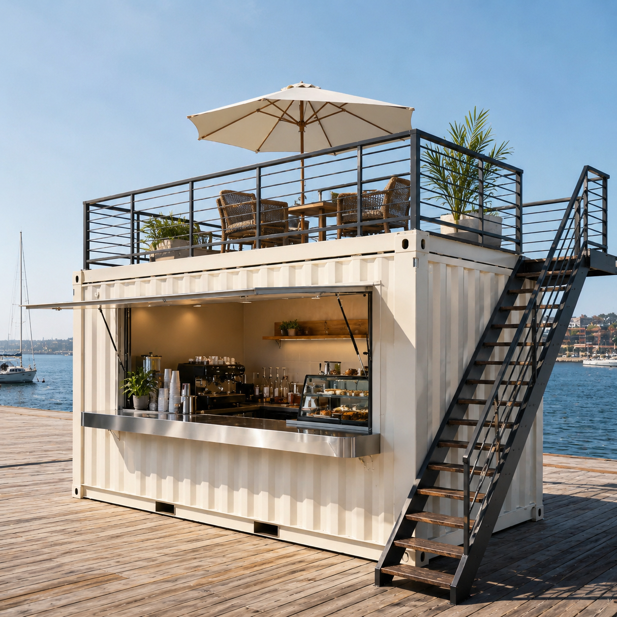 Customizable Durable Steel Mobile Bar Container House Outdoor Coffee Shop Retail Kiosk Vendor Cabin for Events