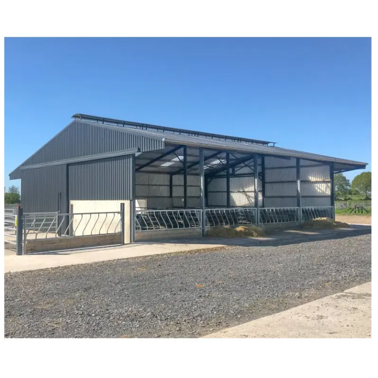 Light Metal Building Materials Kits With Welding &amp; Cutting Services For Prefab Warehouse Shelter Storage Sheds Outdoor Cow Farm