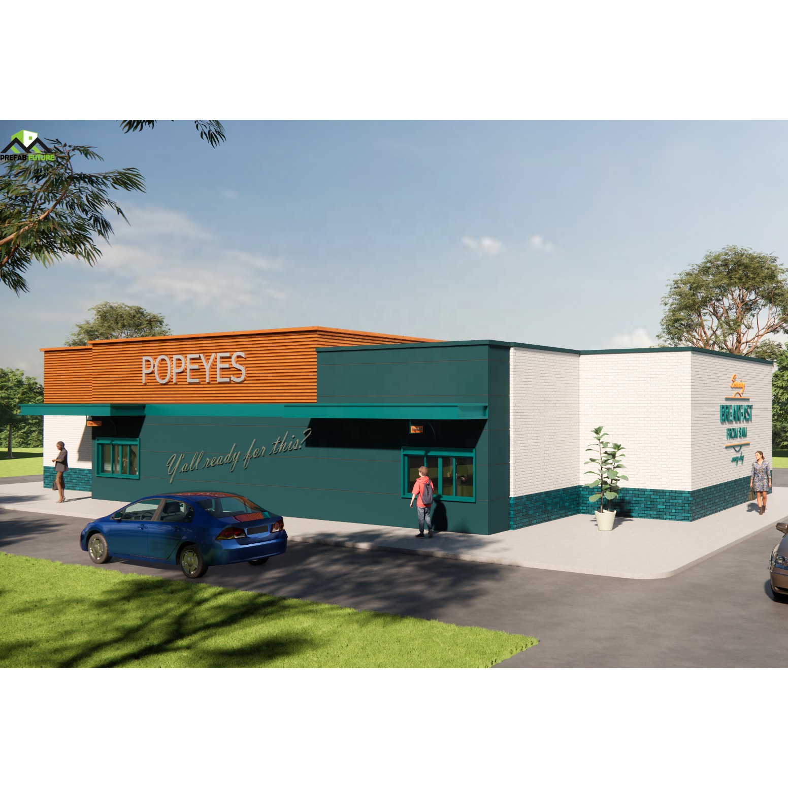 Prefab Modular Light Steel Keel Structure Commercial Store Fast Food Restaurants Building Design McDonald's Fast Build Cost