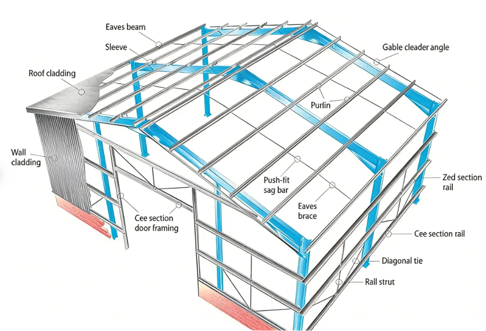 Modern Australia Design Engineering Commercial Steel Structure Frame Cheap Workshop Warehouse Office Industrial Building Shed