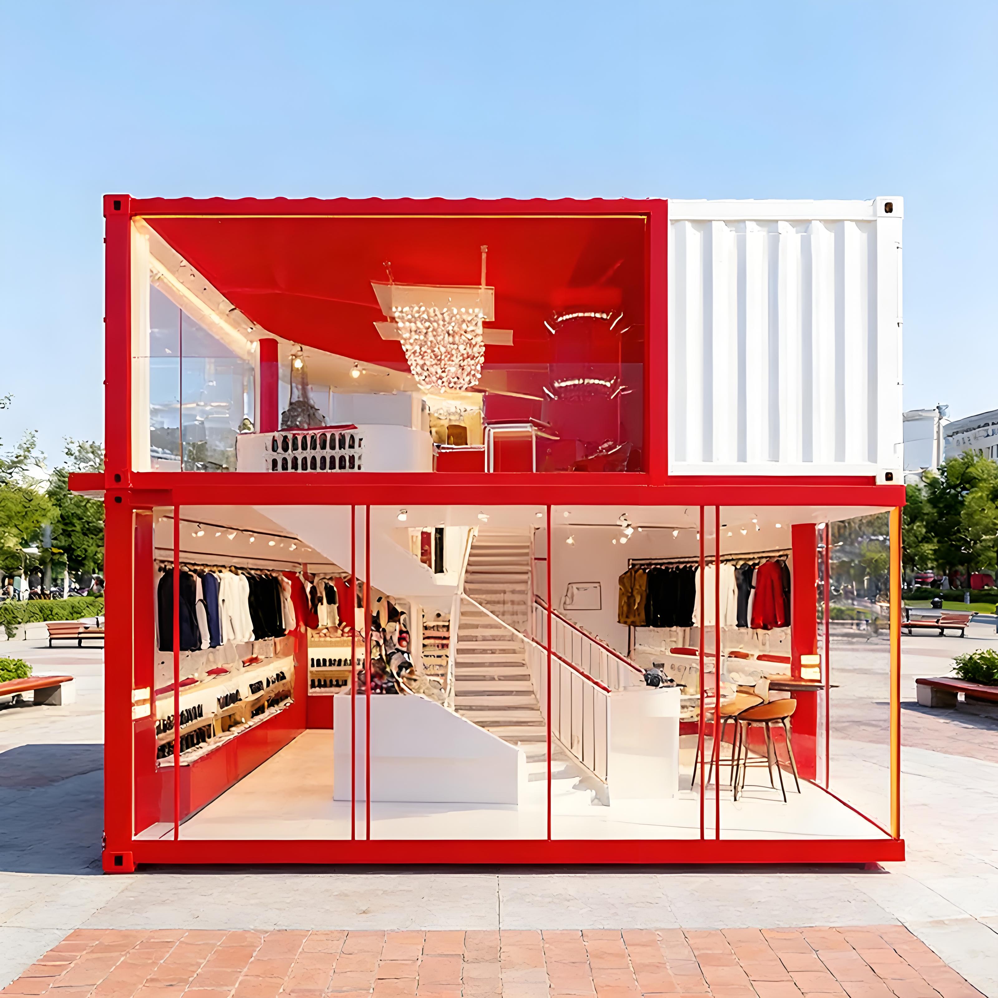 Portable Modular Prefabricated Container Houses Commercial Streets Mobile Double-storey Shops Coffee Shops Mobile Stores