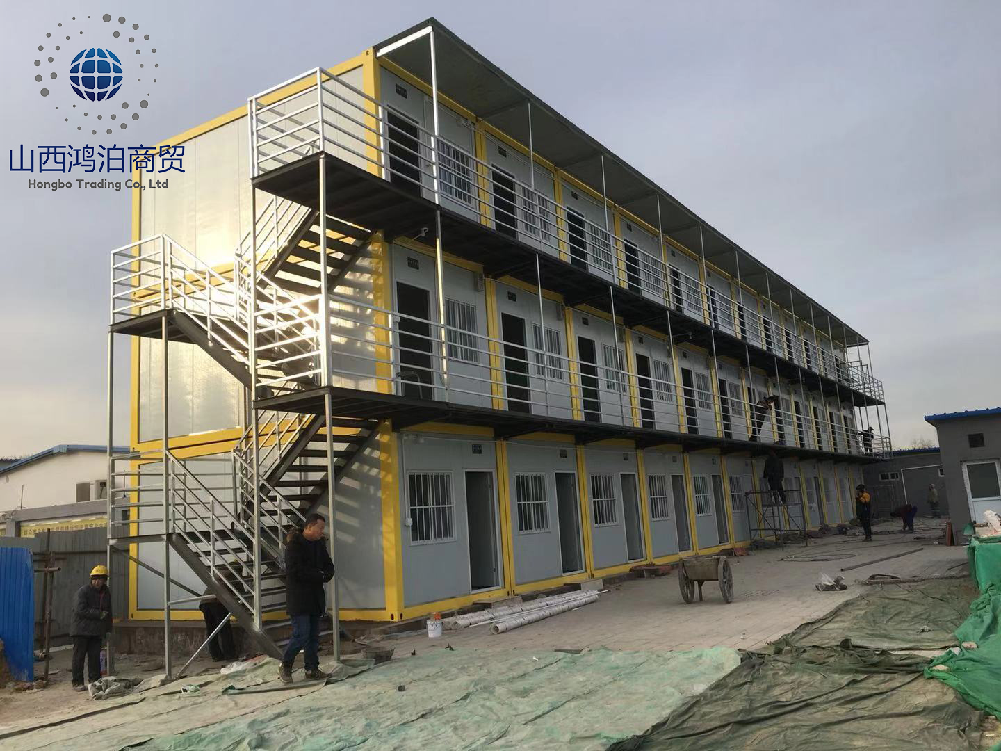 Industrial Insulated Light Steel Structure Double-storey Portable Prefabricated Modular Customized Accommodation Apartment for
