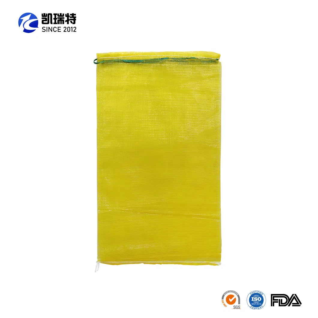 China Atacado Durável 5kg 10kg 50lb 25kg 30kg 50kg Leno Fruta Legume Embalagem Plástica com Cordão Saco de Rede de PP para Feijão Cebola Batata Repolho com Etiqueta