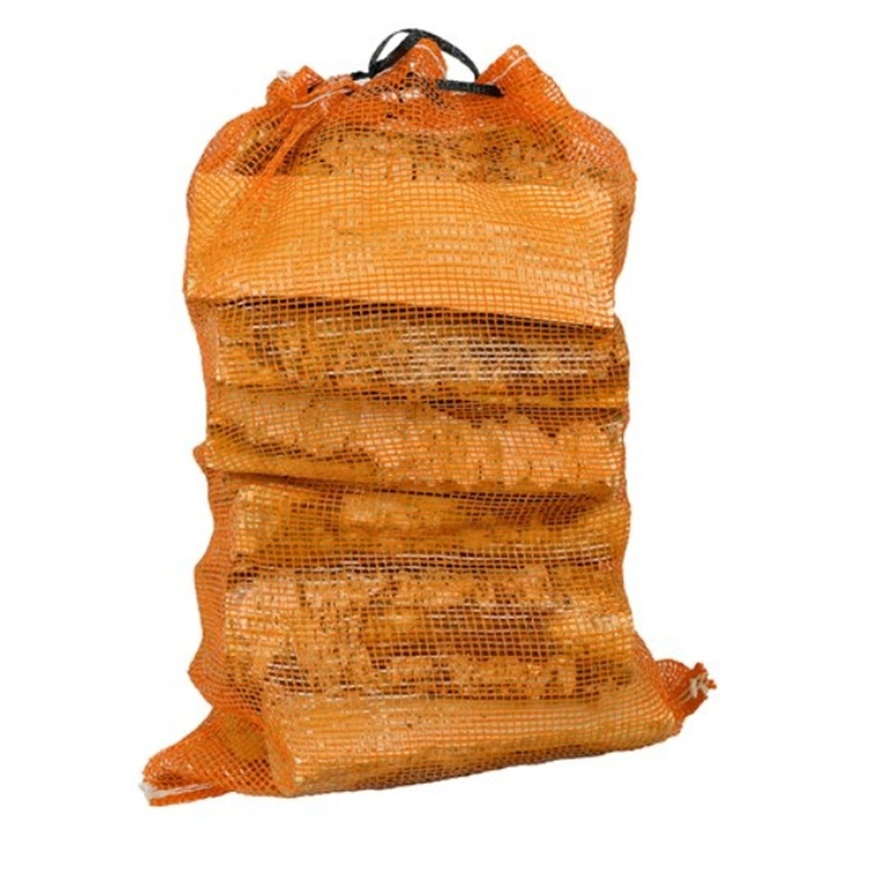 Saco de Rede de Malha Tubular Leno de PP para Embalagem de Frutos do Mar em Madeira com Cordão Ajustável