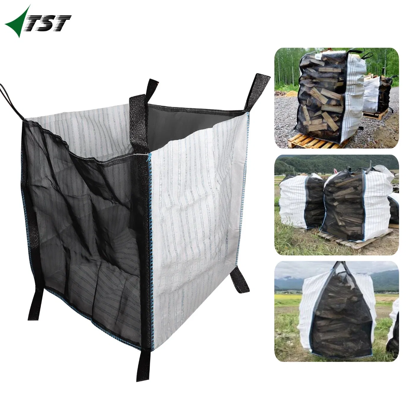 Saco de Malha Jumbo FIBC Grande Ventilado Saco Grande Respirável para Lenha