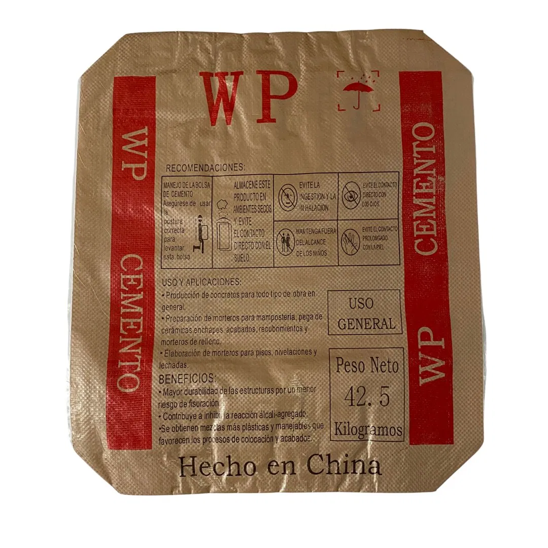 100% Sacos de embalagem de cimento com válvula de fundo impressos em ambos os lados de PP virgem