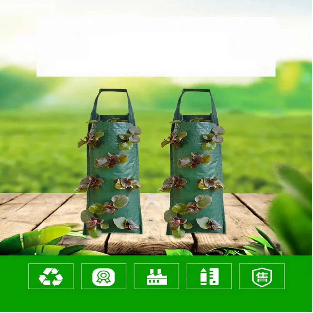 Saco de Cultivo para Jardim Suspenso, Durável em Plástico PP, Saco de Cultivo para Morangos, Novo Design em Tecido Trançado para Crescimento de Plantas