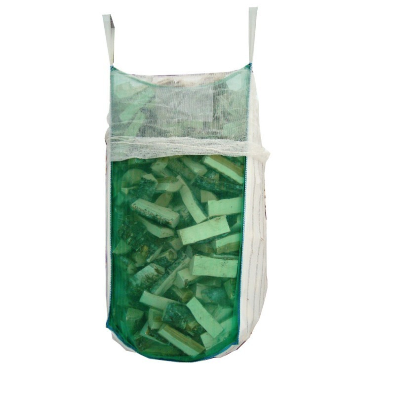 Saco de lenha de malha estabilizada UV de alta resistência com alças de inclinação para troncos